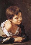 Window, smiling boy Bartolome Esteban Murillo